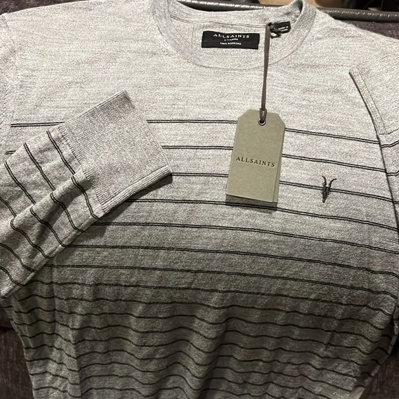 NWT ALLSAINTS MODE MERINO STRIPE C
OG GREY MOULINE 100% merino wool XL new/ tag - Picture 5 of 11